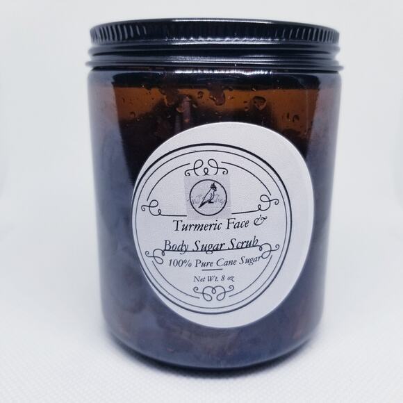 Turmeric Face & Body Skin Whitening Lemon Scent Scrub Exfoliate Glowing Skin 8oz - Picture 1 of 4
